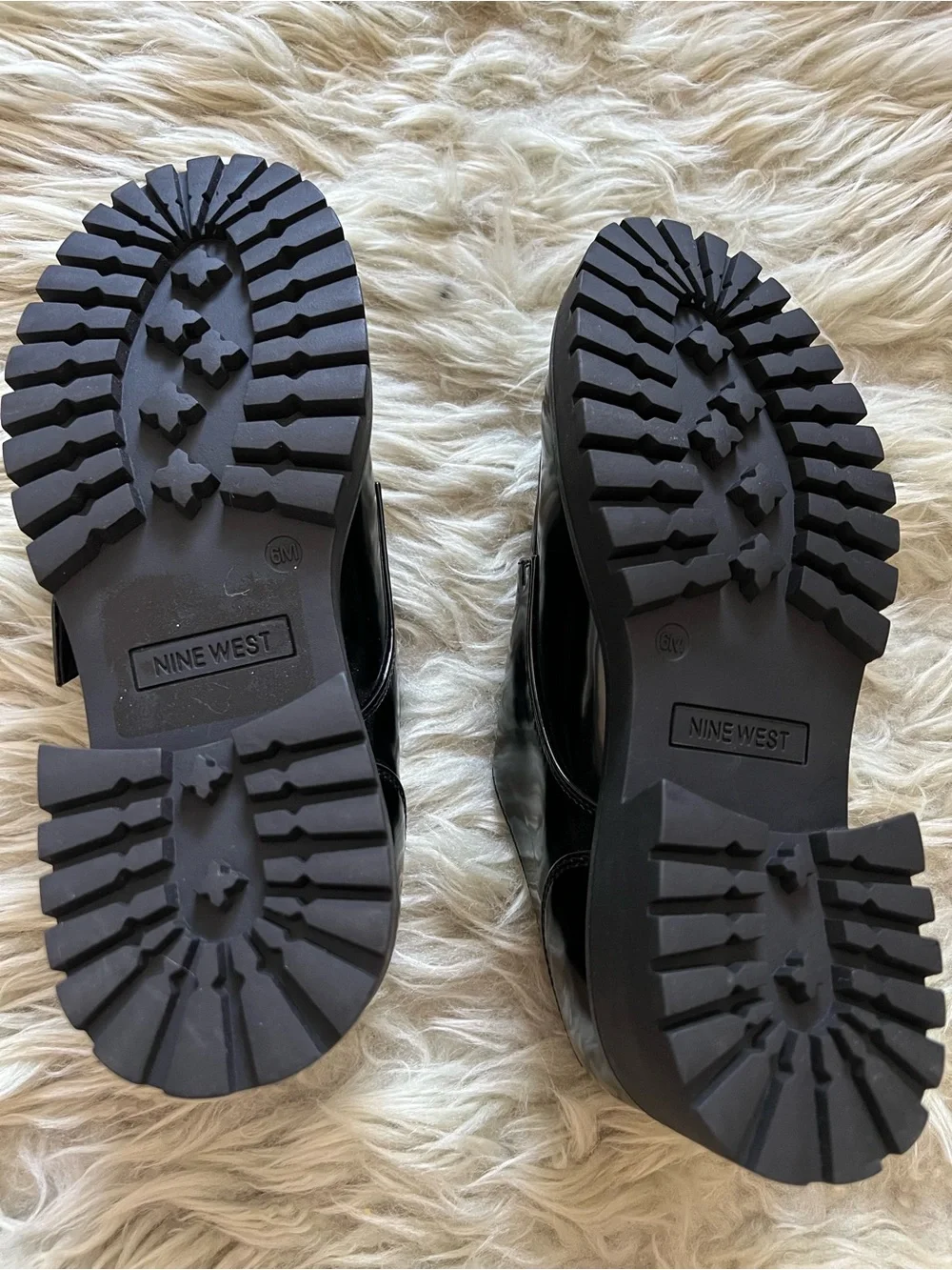 Nine West Black Patent Lug-Soled Loafers